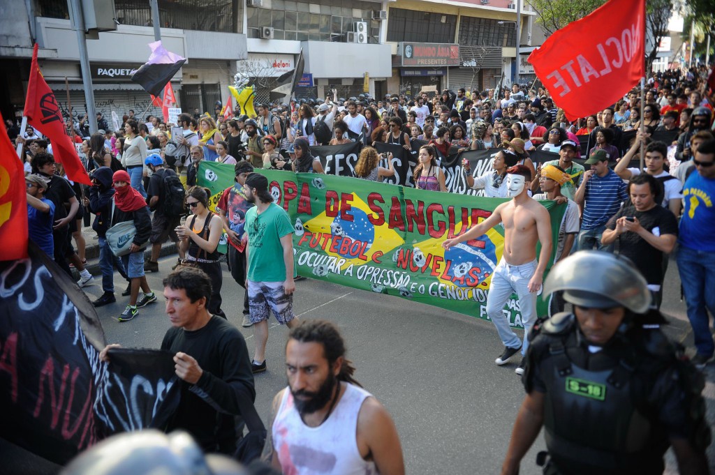 大会最終日に行われたデモ（Tomaz Silva/ Agência Brasil）