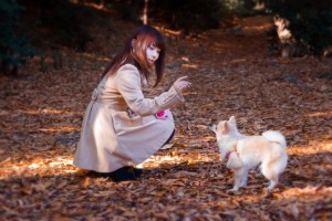 犬の散歩の様子（写真素材ぱくたそ、モデルＬａｌａ）(https://www.pakutaso.com)