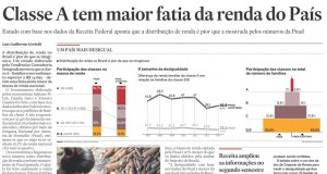 計算方式の変更により、富裕層Ａが最大の所得配分を受けていることが明らかになったと報じる１７日付エスタード紙