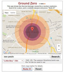 もしサンパウロ市セー広場で広島型原爆が爆発すれば、サンジョアキン駅手前まで火の玉に包まれ、即死する