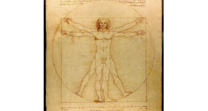 レオナルド・ダ・ヴィンチの人体図(en:Vitruvian Man、Leonardo da Vinci [Public domain], via Wikimedia Commons)