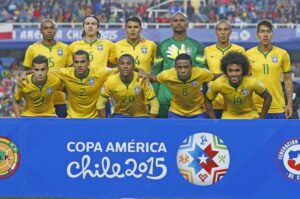 ２０１５年チリで開催された南米選手権でのブラジル代表（Rafael Ribeiro/ CBF）