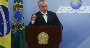 「ぜったいに辞任しない！」と声明を出したテメル大統領（Foto: Jose Cruz/Agencia Brasil）