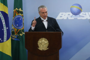 「ぜったいに辞任しない！」と声明を出したテメル大統領（Foto: Jose Cruz/Agencia Brasil）