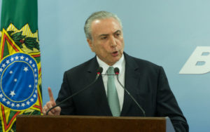 ＪＢＳショック後に「辞任はしない」と明言したテメル大統領（17年5月18日、Lula Marques/AGPT）