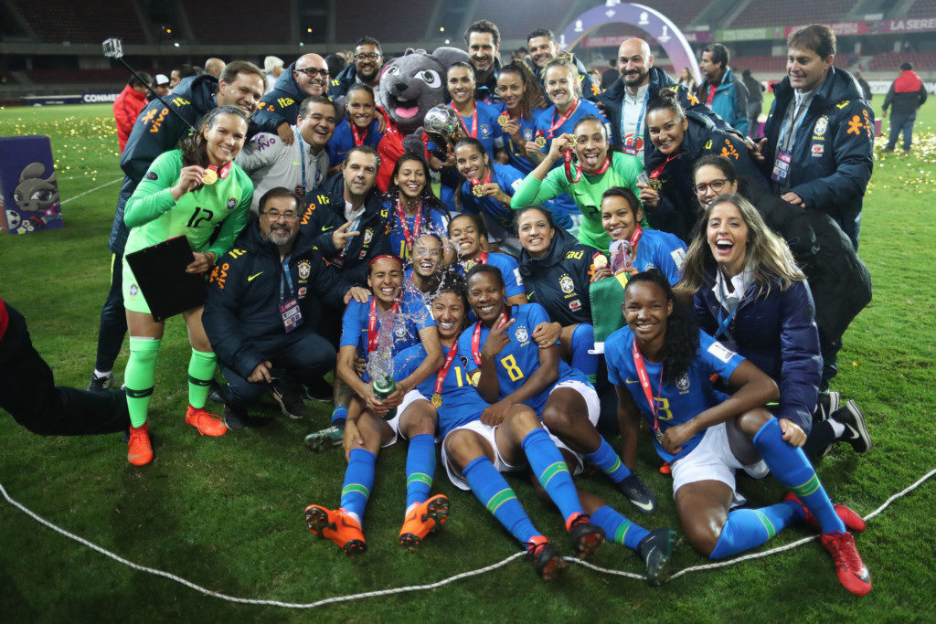 女子サッカー南米選手権で全勝優勝を達成したブラジル代表（Lucas Figueiredo/CBF）