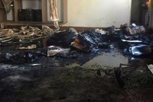 放火事件直後の保育室（Polícia Militar/Divulgação）