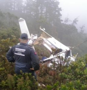 墜落したヘリの残骸（Divulgação/Corpo de Bombeiros）