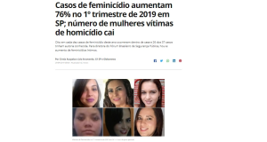サンパウロ州での女性殺人増加について報じた２９日付Ｇ１サイトの記事の一部