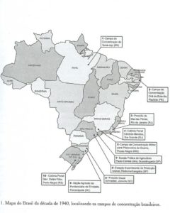 ブラジル国内に１０カ所作られた強制収容所（『Prisioneiros da Guerra（戦争の囚人）―ブラジルの強制収容所の枢軸国人たち』（Ｈｕｍａｎｉｔａｓ社刊、２００９年、プリシーラ・フェレイラ・ペラッツォ著）