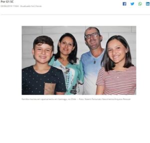 ファビアノ、デボラ夫妻と子供達（遺体がブラジルに送られた事を報じた３日付Ｇ１サイトの記事の一部）