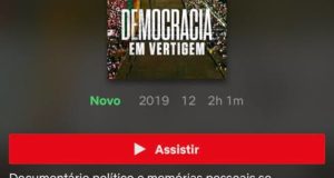 「消えゆく民主主義」のネットフリックス・ブラジルでの紹介画面