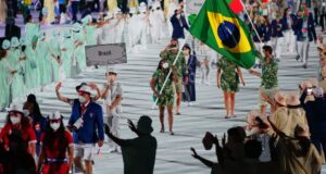 ２３日、五輪開会式のブラジル代表団の入場行進（Foto: Rodolfo Vilela/rededoesporte.gov.br）