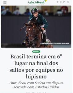 東京五輪の乗馬でブラジルが６位に入賞と報じる７日付アジェンシア・ブラジルの記事の一部